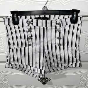 White and navy striped sailor shorts